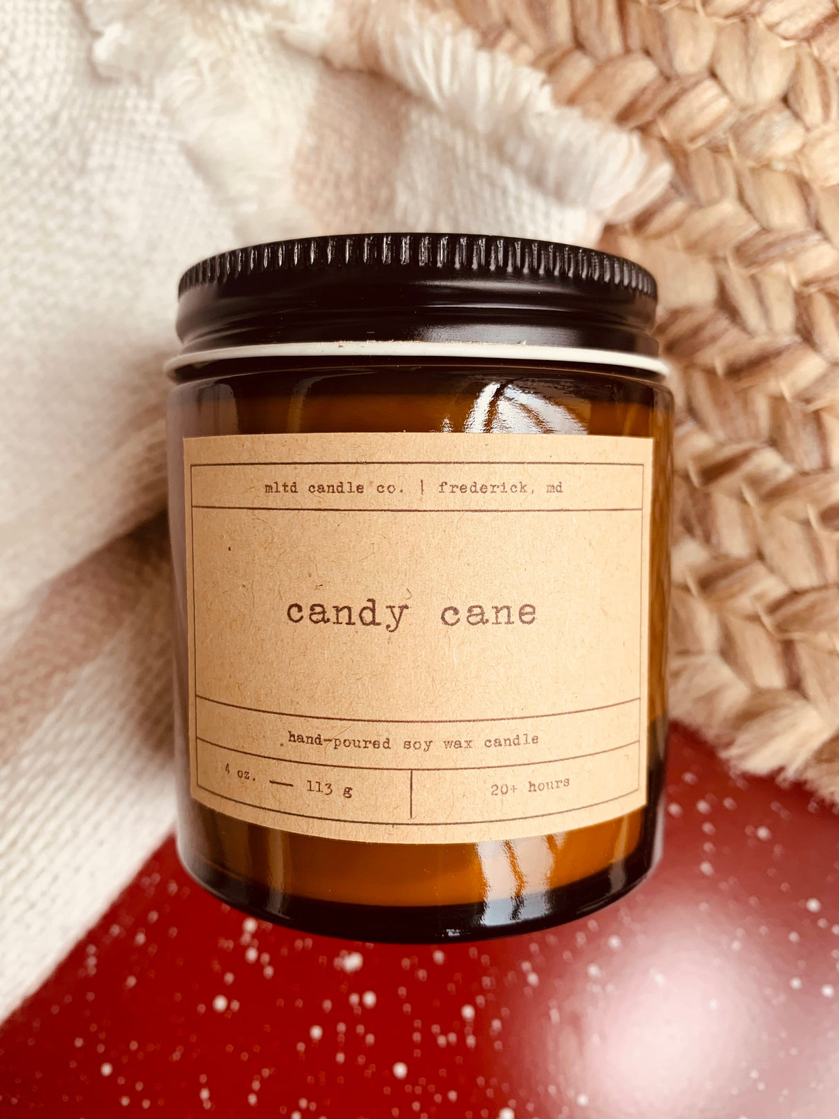 Candy Cane Soy Wax Candle | Hand-Poured | Small Batches | Scented Candle